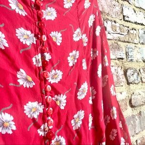 Red Daisy Maxi Skirt